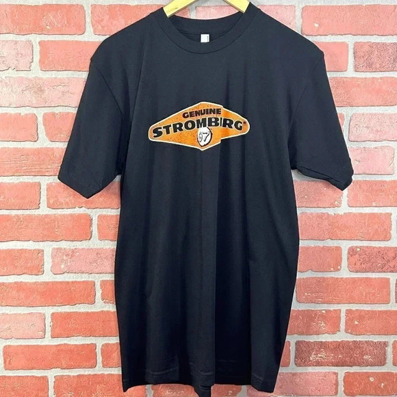 Stromberg 97 Shirt Mens Medium Hot Rod Black Orange Short Sleeve Graphic Tee - Picture 1 of 8